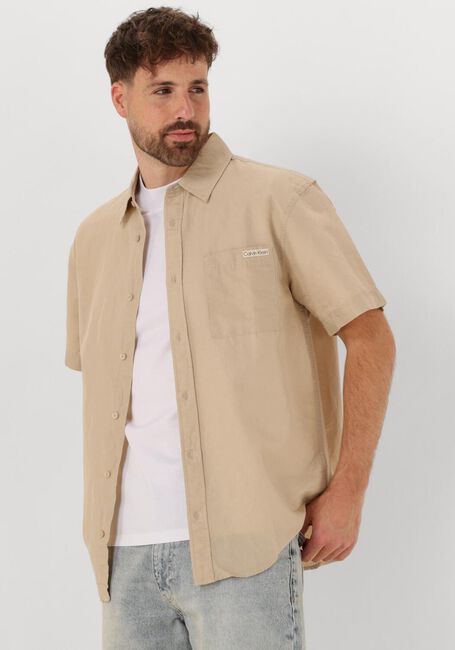 CALVIN KLEIN Chemise décontracté LINEN COTTON S/S SHIRT en beige - large