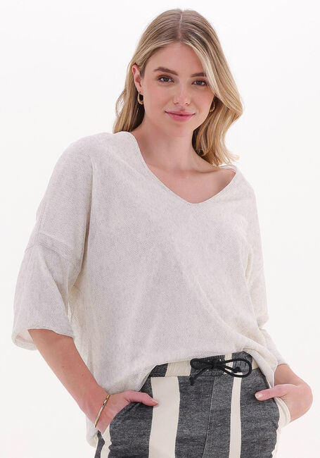 Creme 10DAYS  DOUBLE JERSEY V-NECK TOP - large