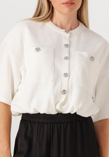 ALIX THE LABEL Gilet LADIES KNITTED BOUCLE CARDIGAN Crème - large