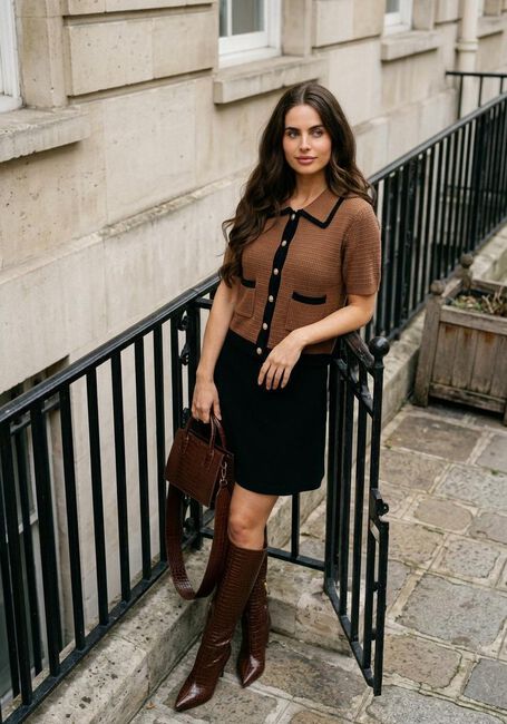 Y.A.S. Gilet YASKLOMA SS KNIT CARDIGAN en marron - large