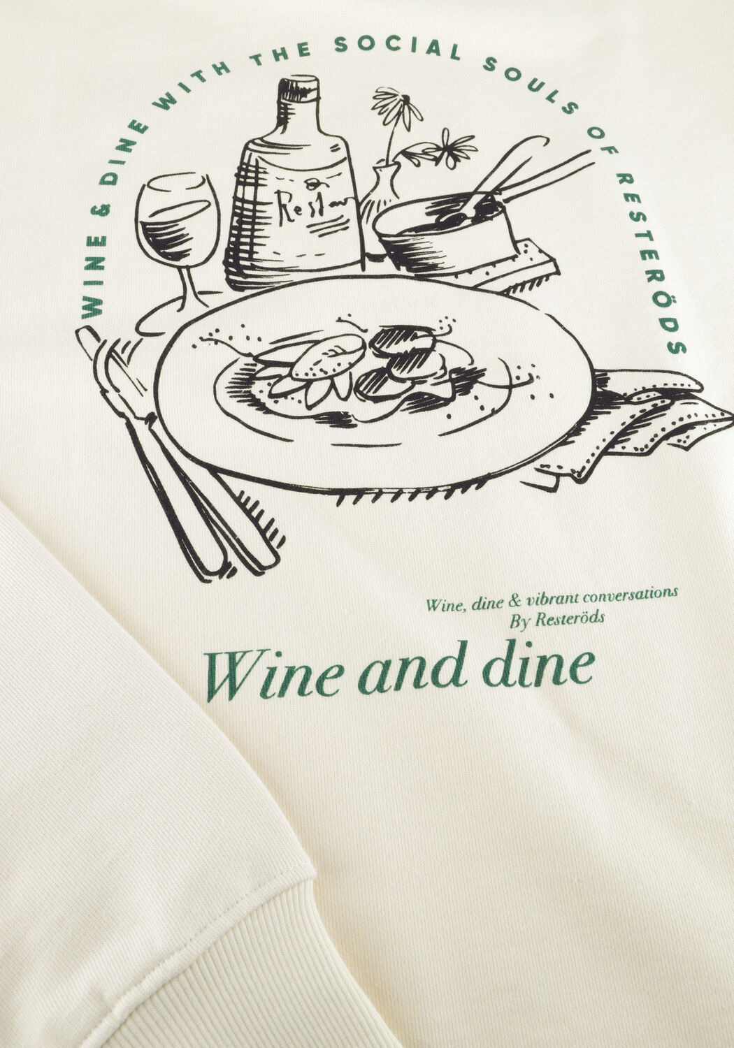 RESTER&Ouml;DS Chandail DRAKE CREW BACK PRINT &Eacute;cru - large