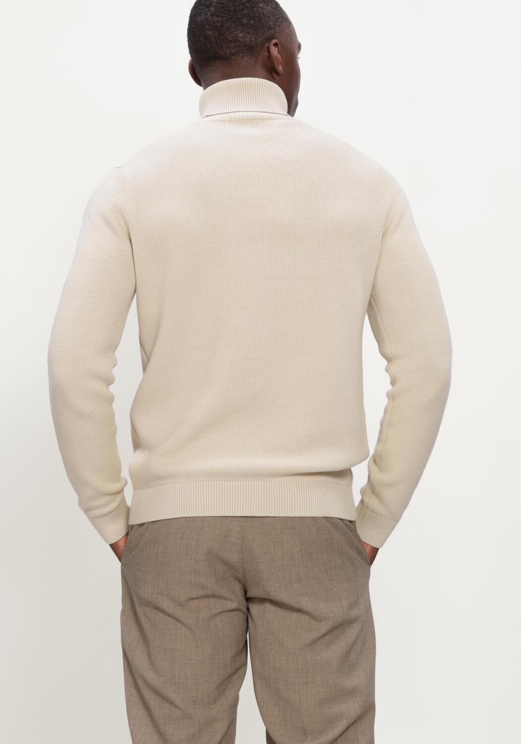 SELECTED MEN Col roul&eacute; SLHDANE LS KNIT STRUCTURE ROLL NECK NOOS en beige - large