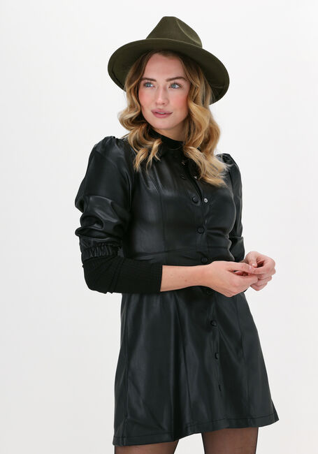 Zwarte NA-KD Mini jurk PUFF SLEEVE PU MINI DRESS - large