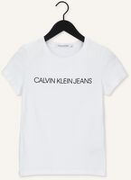 Witte CALVIN KLEIN T-shirt CORE INSTIT LOGO SLIM FIT TEE Witte CALVIN KLEIN T-shirt CORE INSTIT LOGO SLIM FIT TEE - medium