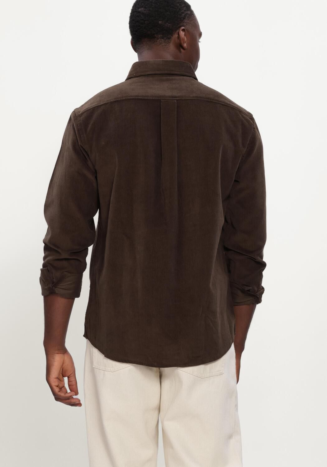 Bruine SELECTED MEN Casual overhemd SLMREGCOLE DANNI CORD BD LS SHIRT - large