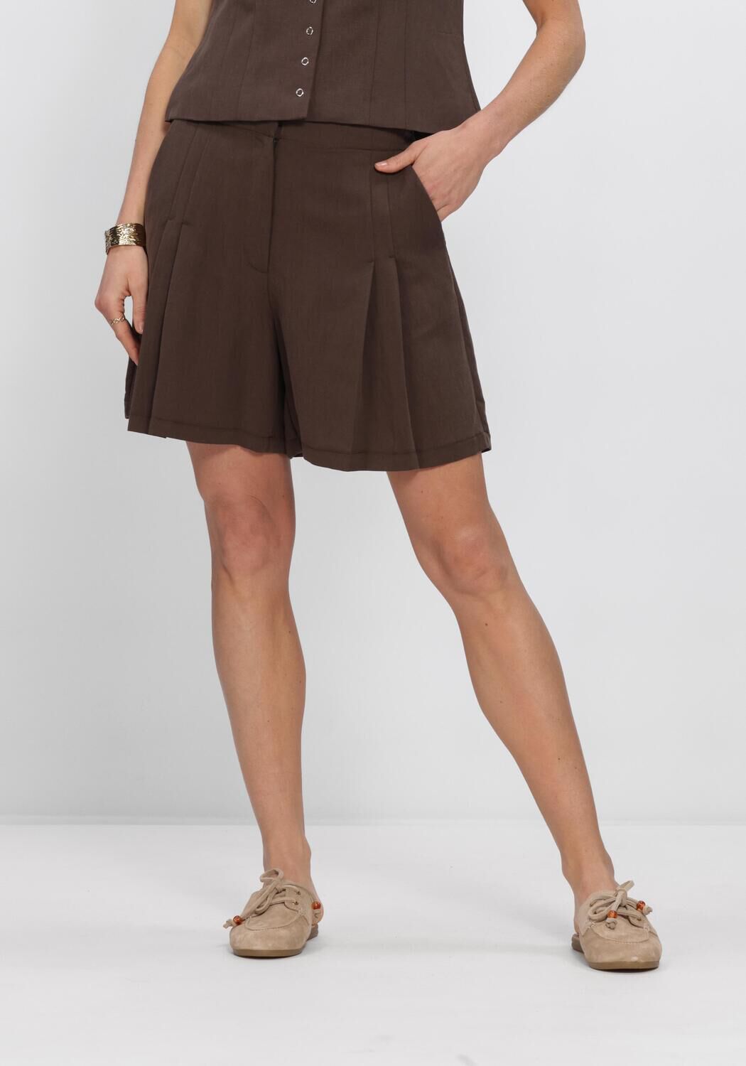 OBJECT Pantalon courts OBJMOLLY MW LO SHORTS en marron - large