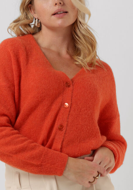 SUMMUM Gilet CARDIGAN FEATHER LIGHT ALPACA KNIT en orange - large