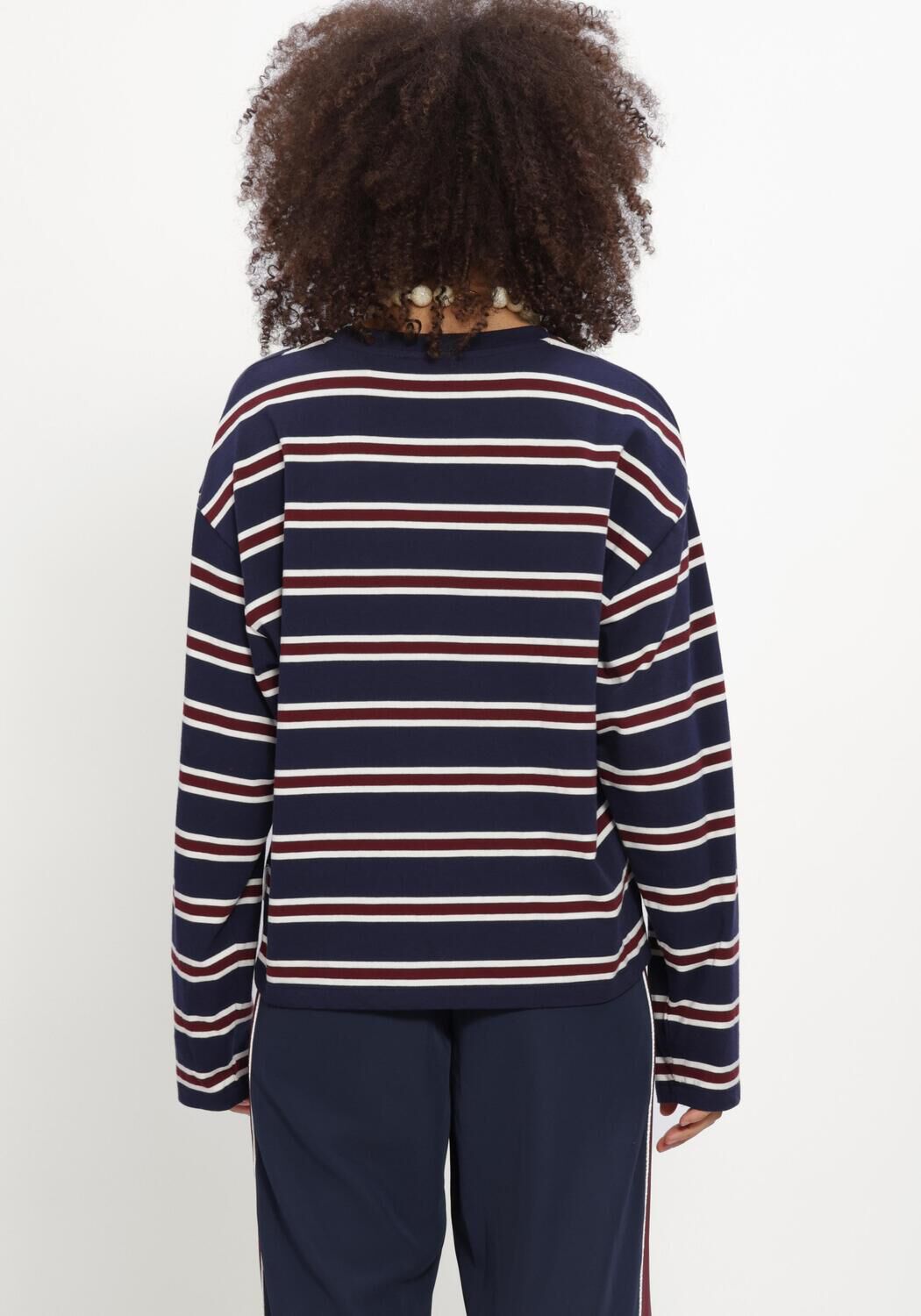 CATWALK JUNKIE Haut STRIPED LONG SLEEVE Bleu fonc&eacute; - large