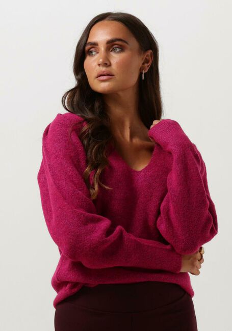 JANSEN AMSTERDAM Pull K190 KNIT V-NECK LONG SLEEVES en rose - large
