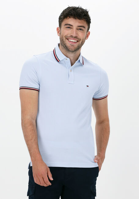 Lichtblauwe TOMMY HILFIGER Polo TOMMY TIPPED SLIM POLO - large