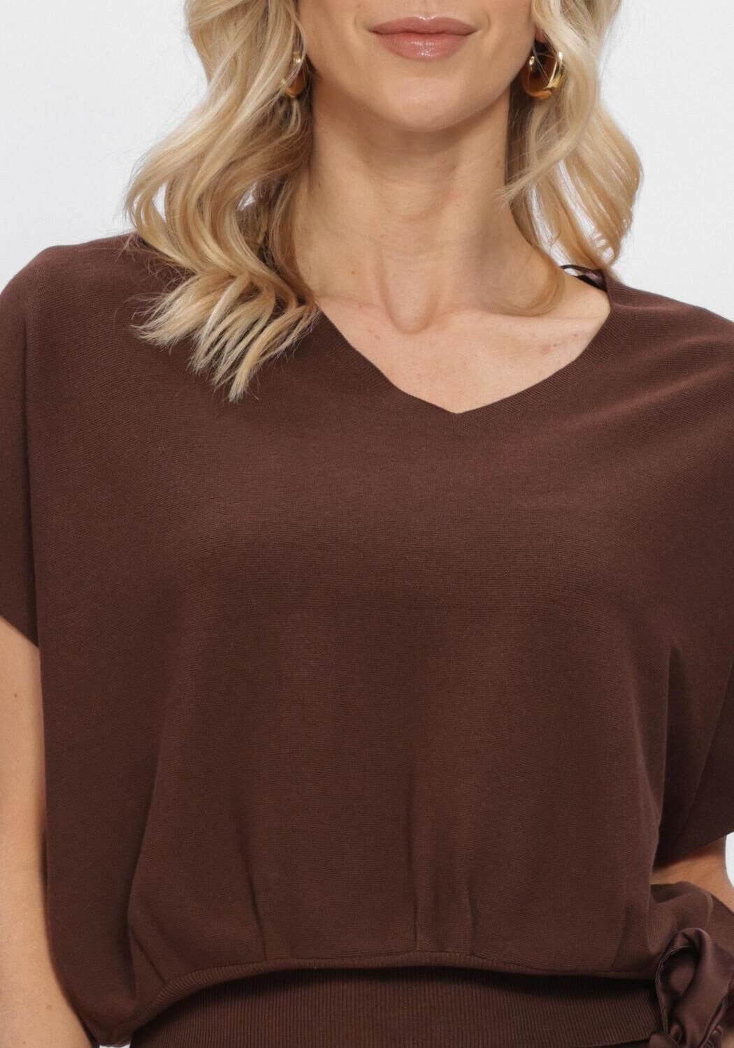 SUMMUM Pull V-NECK SWEATER VISCOSE BLEND KNIT en marron - large