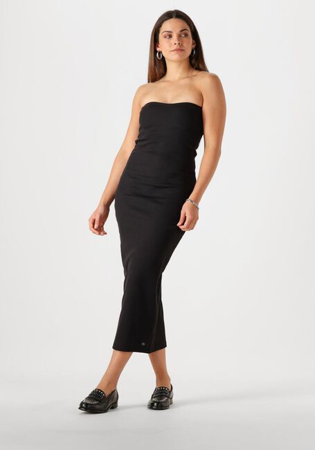 Zwarte CALVIN KLEIN Midi jurk WOVEN LABEL RIB SLEEVELESS DRESS - large