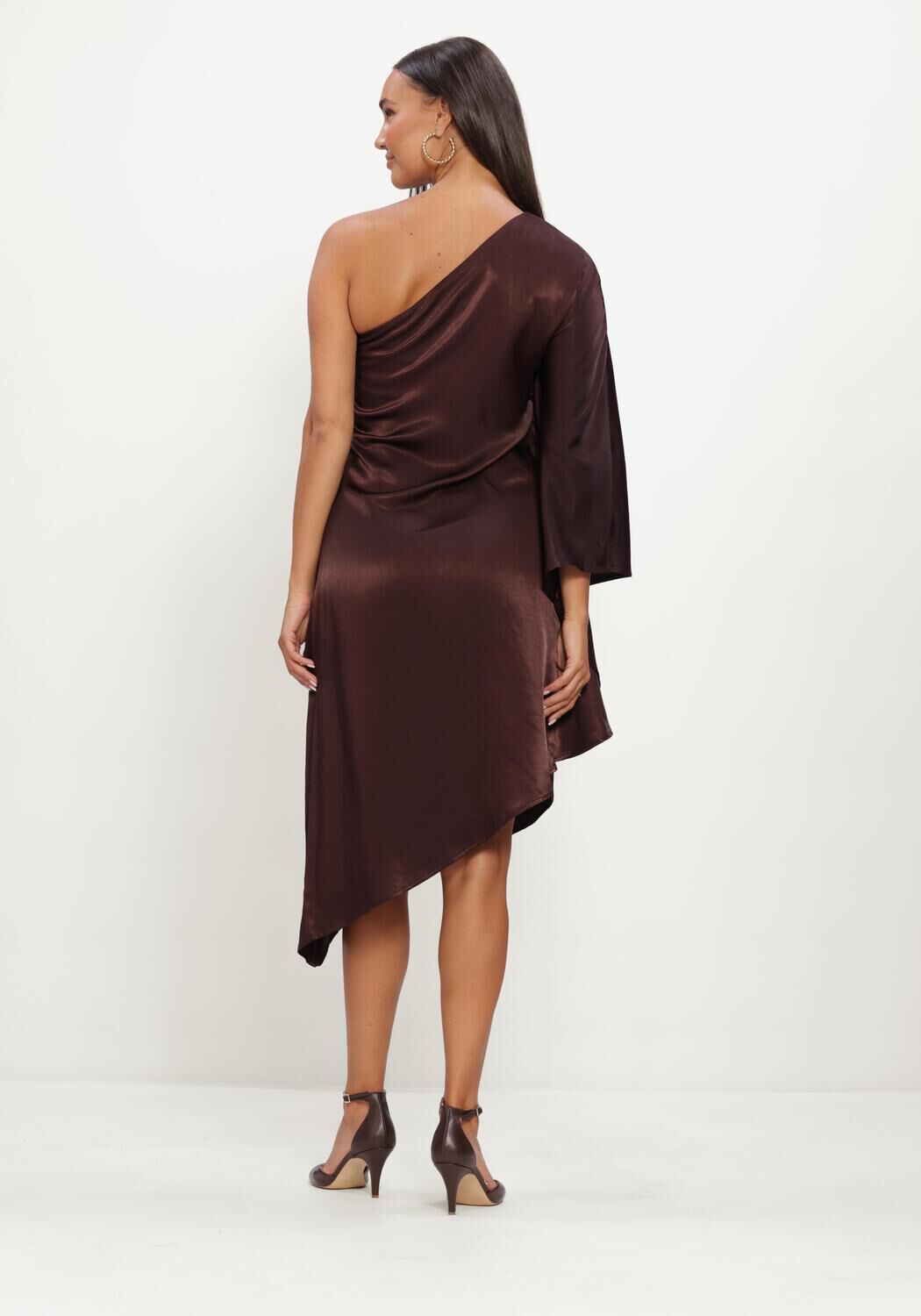 MY ESSENTIAL WARDROBE Robe midi MWESTELLE ASYMMETRIC DRESS en marron - large