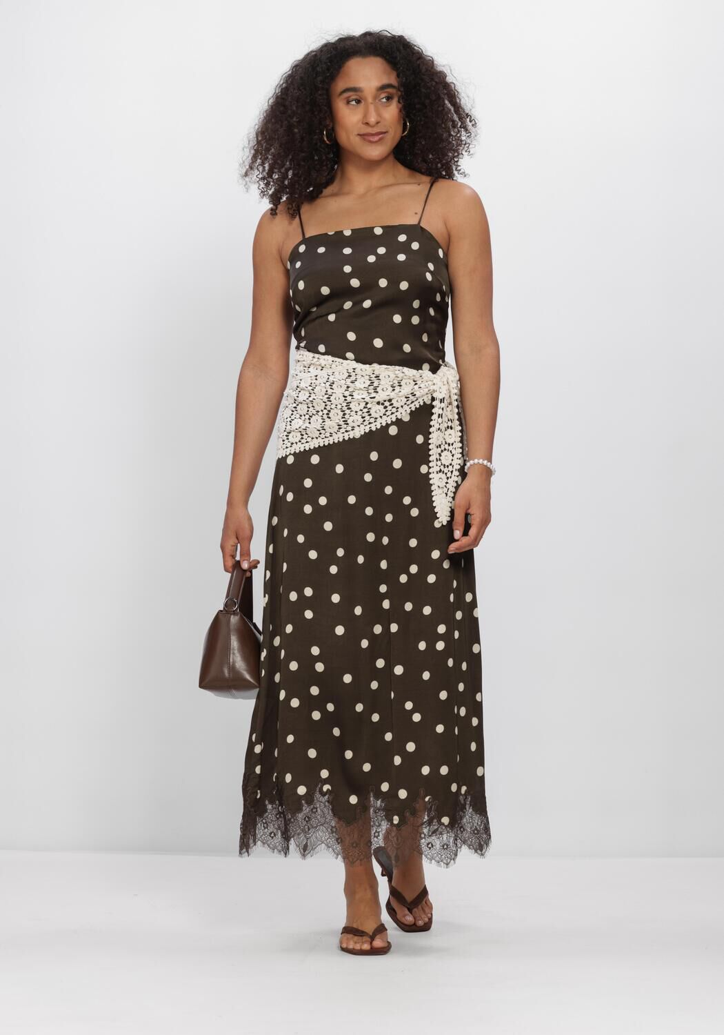 Bruine MSCH COPENHAGEN Midi jurk MSCHJIONNA IRIDA STRAP DRESS - large