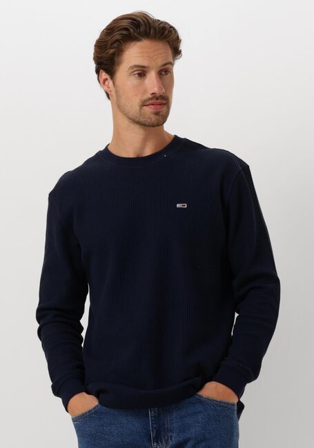 Donkerblauwe TOMMY JEANS Trui TJM REG WAFFLE L/S TEE - large