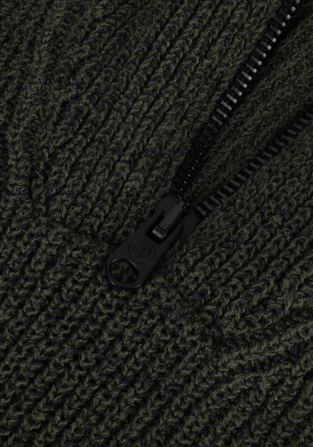 Groene CAST IRON Trui HALF ZIP COLLAR COTTON BOUCLE MOULINE - large