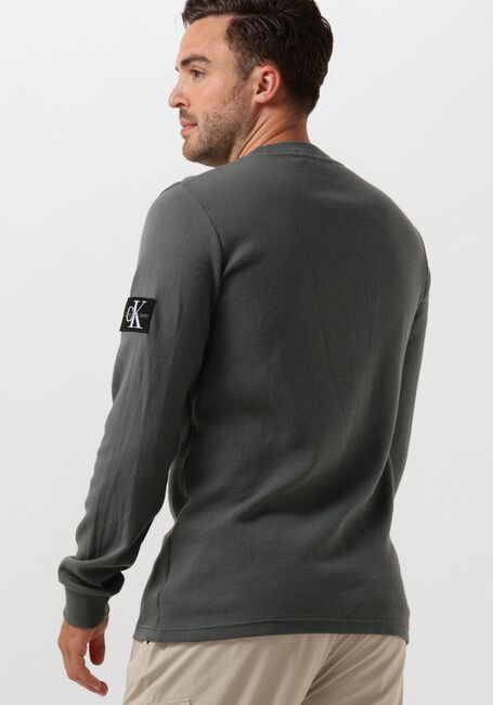 Grijze CALVIN KLEIN Sweater BADGE WAFFLES LS TEE - large
