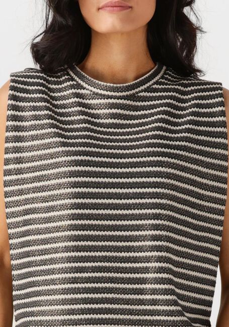 SUMMUM T-shirt SLEEVELESS TOP KNITTED STRIPE COATED en noir - large