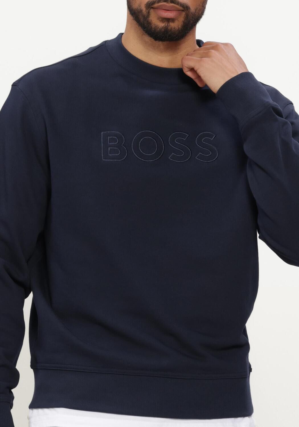 Donkerblauwe BOSS ORANGE Trui WE_LOGO - large