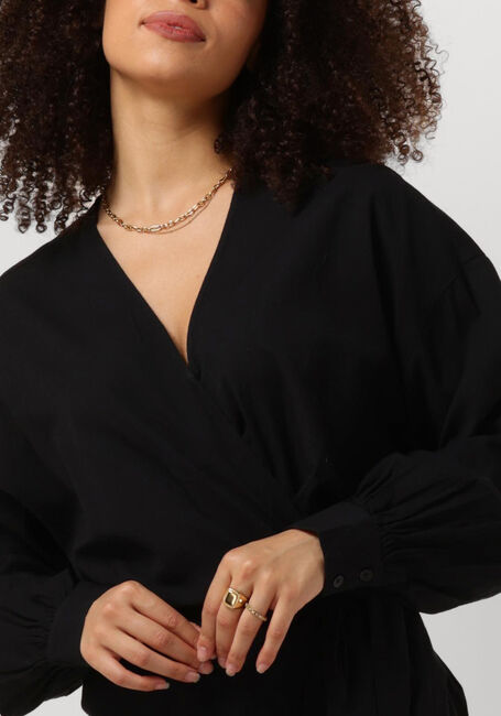 ALIX THE LABEL Mini robe LADIES WOVEN LINEN LOOK WRAP DRESS en noir - large