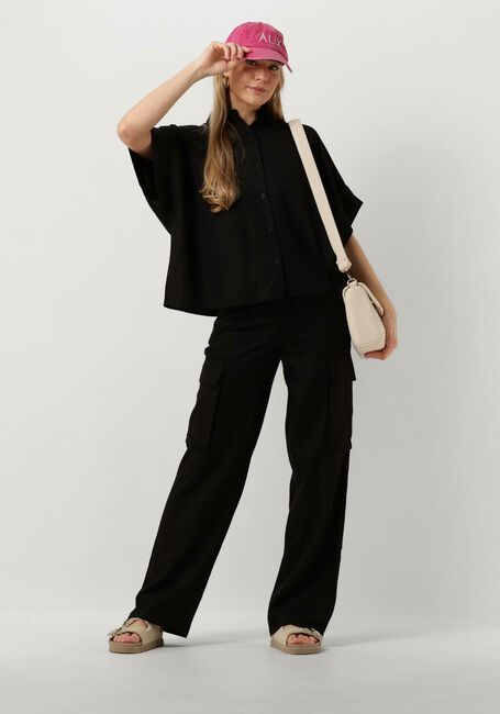 ALIX THE LABEL LADIES WOVEN LINEN OVERSIZED BLOUSE Blouses en noir - large