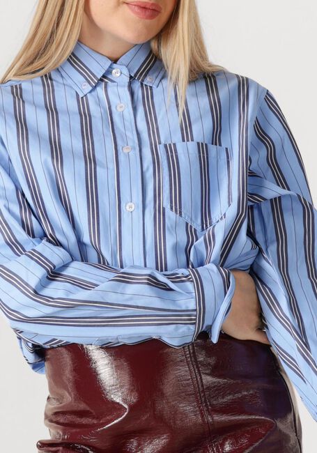 Blauwe HAUTE L'AMITIÉ  BUTTON DOWN STRIPE SHIRT - large