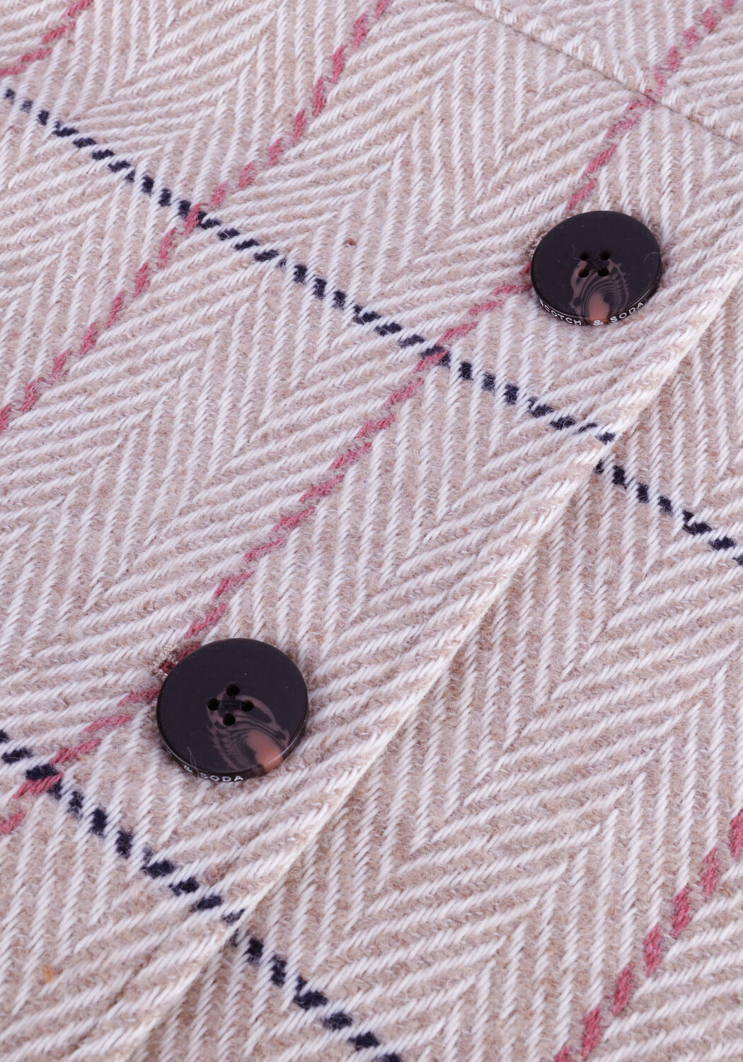 Beige SCOTCH & SODA Jack SHORT HERRINGBONE CHECKED JACKET - large