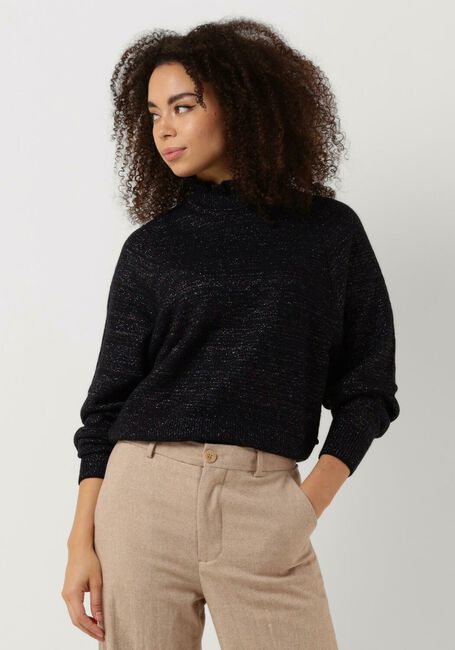 Bruine SCOTCH & SODA Trui RUFFLED HIGH-NECK LUREX PULLOVER - large