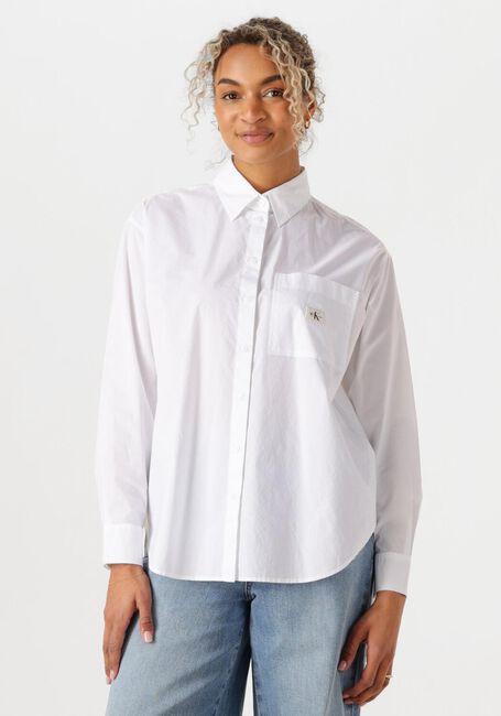 Witte CALVIN KLEIN  WOVEN LABEL RELAXED SHIRT - large