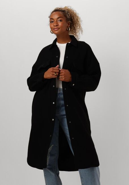 ALIX THE LABEL Manteau LADIES WOVEN LONG FELTED WOOL JACKET en noir - large