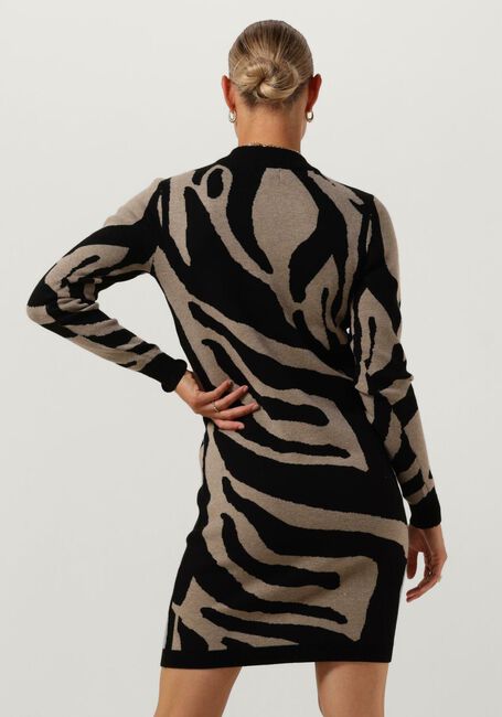 Zwarte OBJECT Mini jurk OBJRAY L/S KNIT DRESS AOP - large
