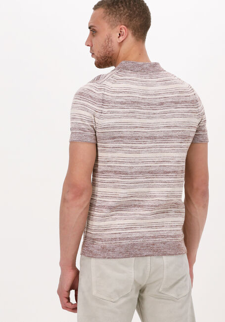 CAST IRON Polo SHORT SLEEVE POLO COTTON SLUB STRIPE KNITTED POLO Sable - large