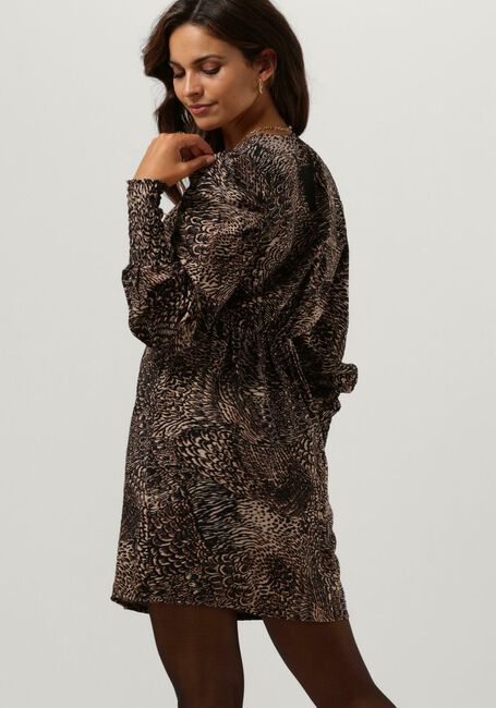 ALIX THE LABEL Mini robe ANIMAL FETHER WRAP DRESS en marron - large