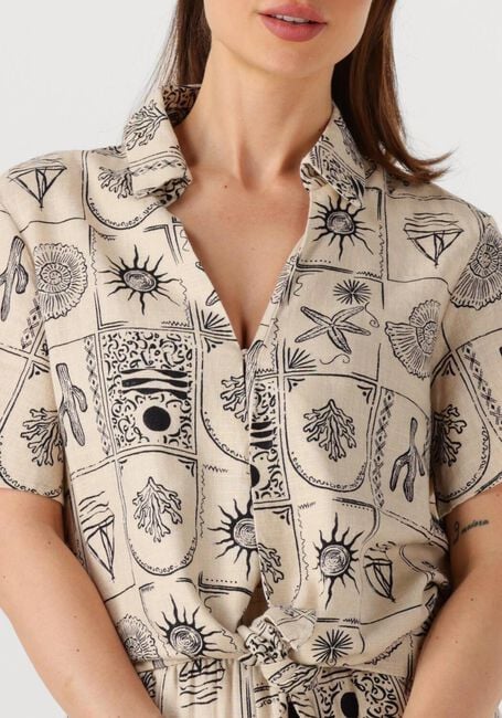 Ecru OBJECT  OBJEMBER RE S/S TIE SHIRT 139 - large