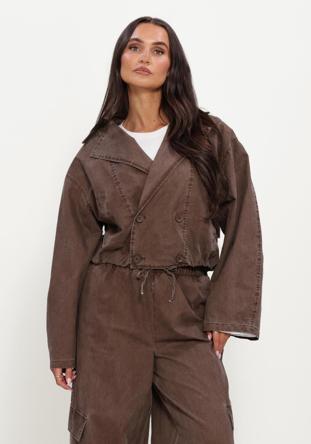 REFINED DEPARTMENT Veste en jean LADIES WOVEN WASHED BOMBER TRENCHCOAT JOLANDA en marron - large