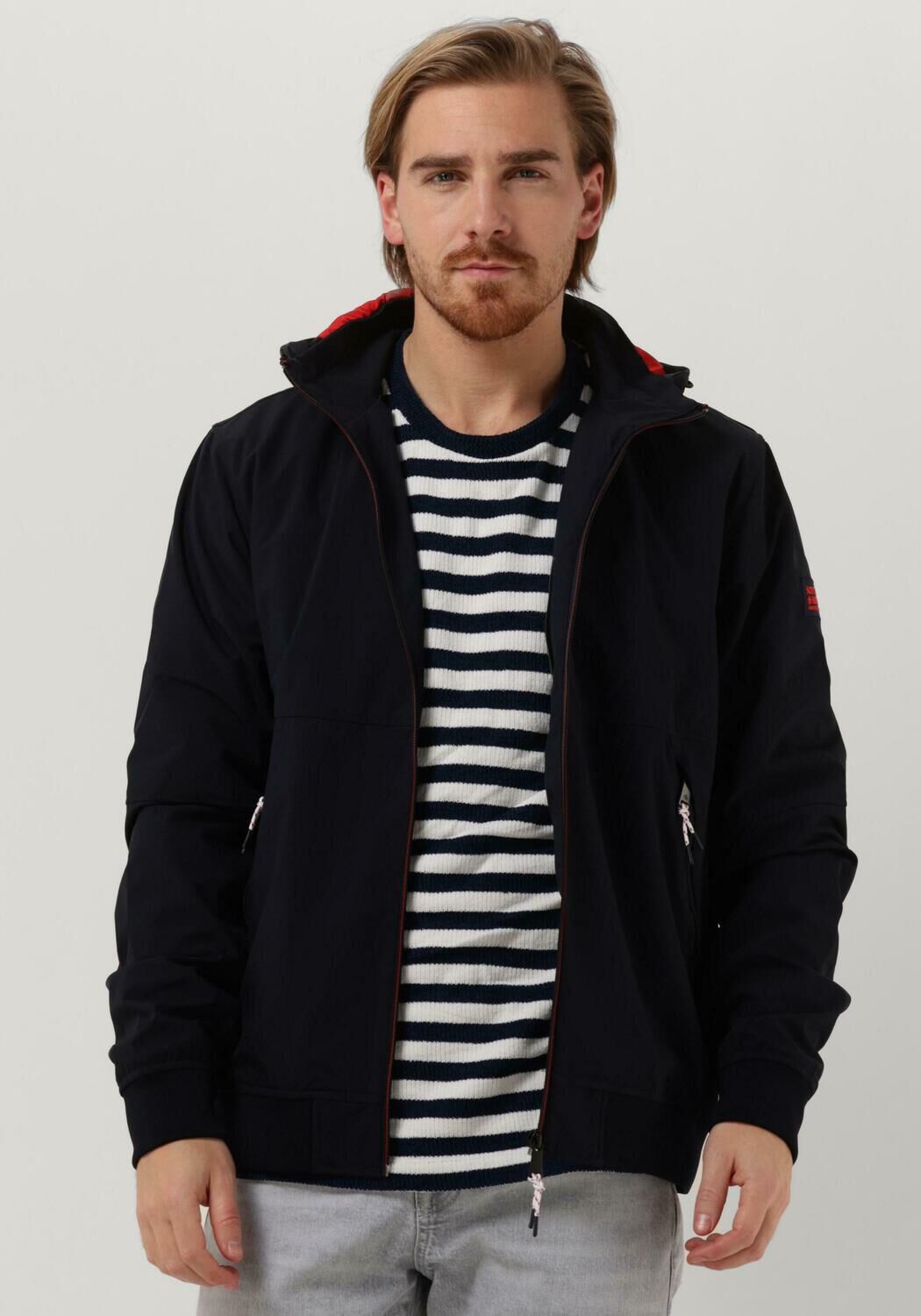SCOTCH SODA Jack STRETCH NYLON HOODED JACKET Bleu fonc Omoda