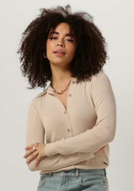 SELECTED FEMME Polo ALLY LS KNIT Écru - large