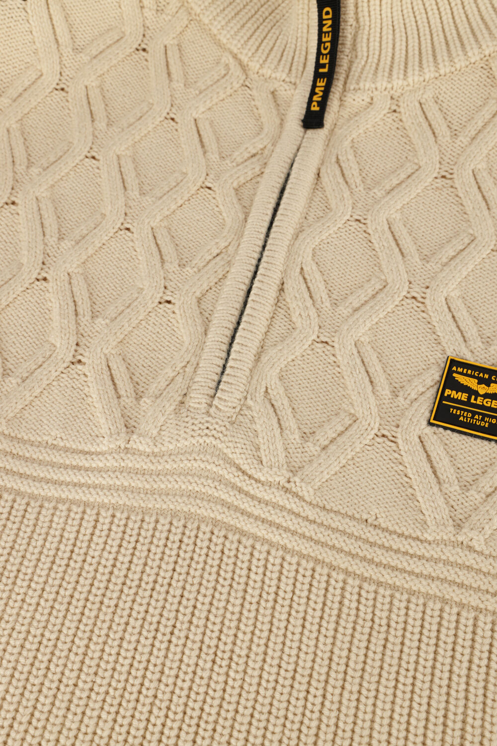 Beige PME LEGEND Truien/vesten HALF ZIP COLLAR COTTON MIX YARN - large