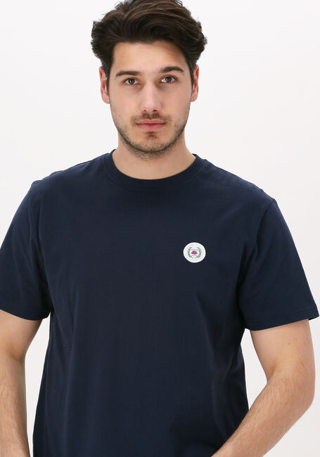 Donkerblauwe WOODBIRD T-shirt OUR JARVIS PATCH TEE - large