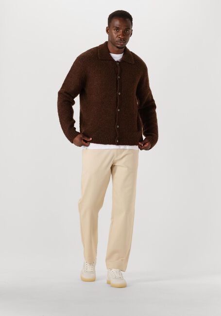SELECTED MEN Pull SLHLOYD LS KNIT BOUCLE POLO en marron - large