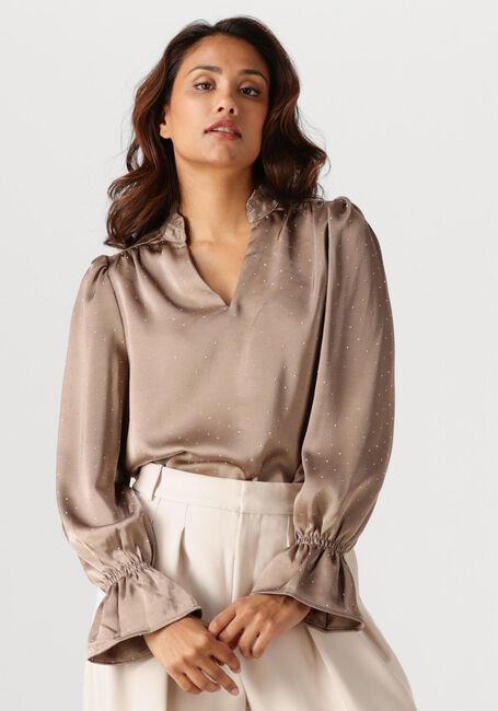 Taupe NEO NOIR  AMARA HEAVY SATIN BEDAZ BLOUSE - large