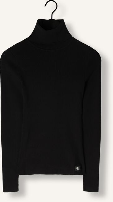 Zwarte CALVIN KLEIN Coltrui WOVEN LABEL ROLL NECK SWEATER Zwarte CALVIN KLEIN Coltrui WOVEN LABEL ROLL NECK SWEATER - large