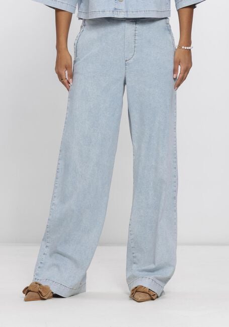 JANSEN AMSTERDAM Wide jeans SAAR BROEK LLBD 429 LIGHT DEMIN LONG WIDE ELASTIC WAIST AT BACK en bleu - large