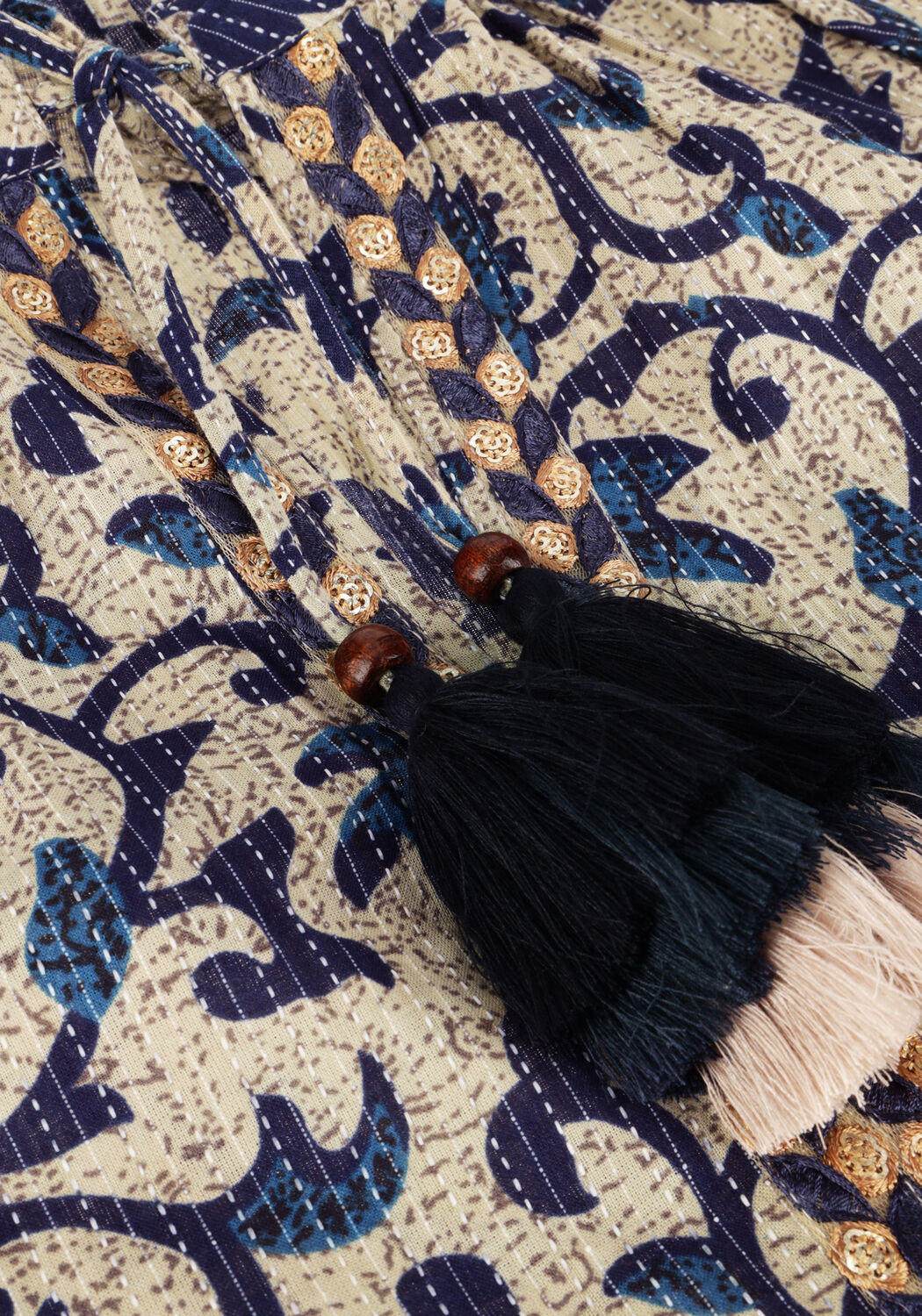 Multi SUMMUM  3/4 SLEEVE TOP BLOCK PRINT - large