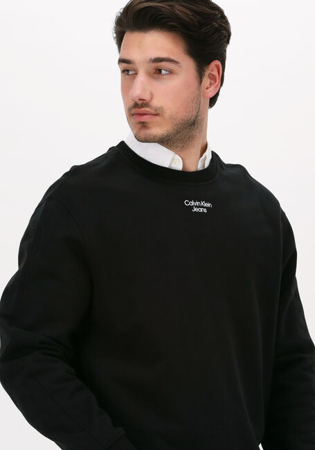 Zwarte CALVIN KLEIN Sweater STACKED LOGO CREW NECK - large