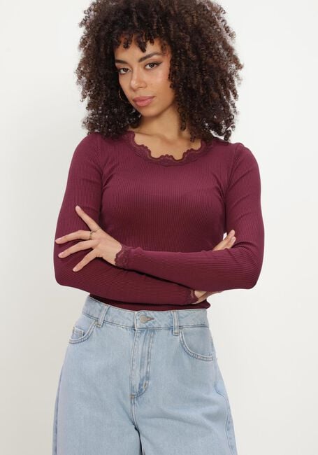 ROSEMUNDE Haut BABETTE SILK LS LACE Bordeaux - large