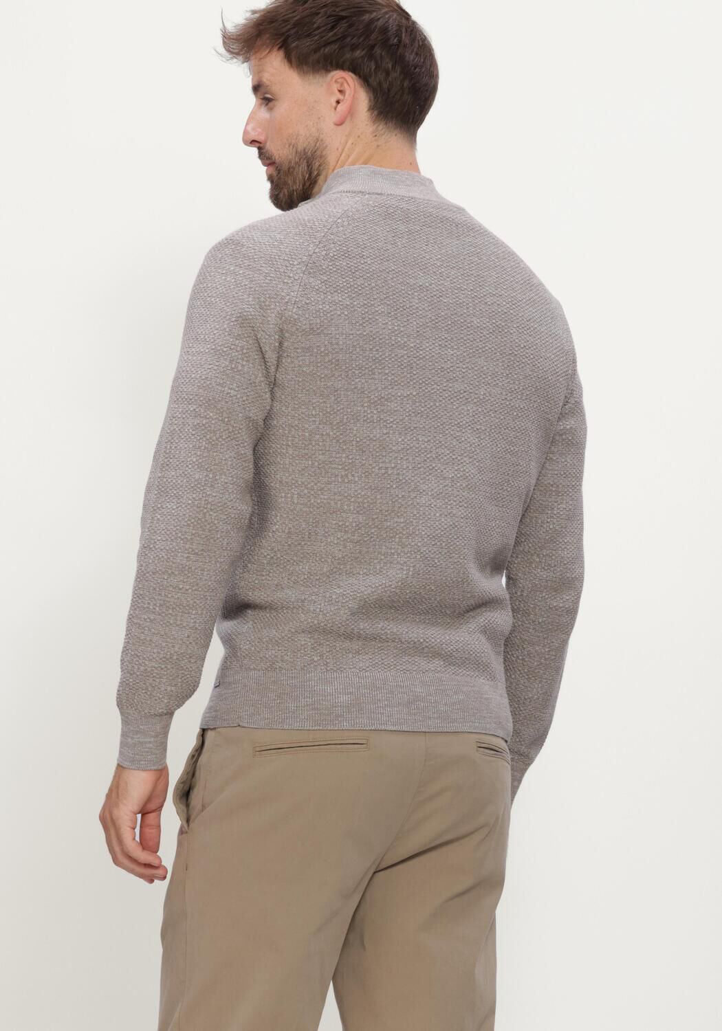 Taupe GENTILUOMO Trui TURTLE ZIP LS - large