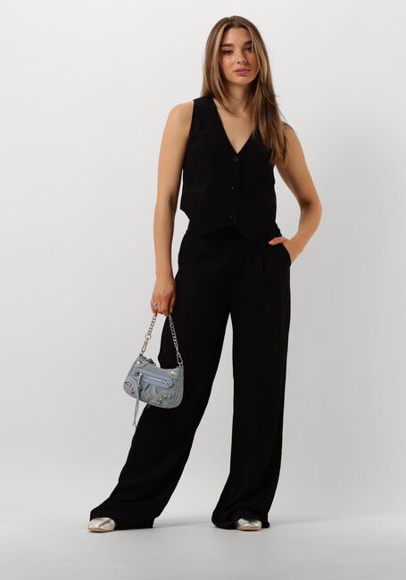 ALIX THE LABEL Pantalon LADIES WOVEN STRIPY WIDE LEG PANTS en noir - large