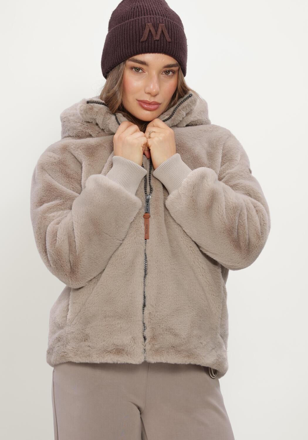 Taupe MOSCOW Faux fur jas 08-08-EVELYN-4 - large