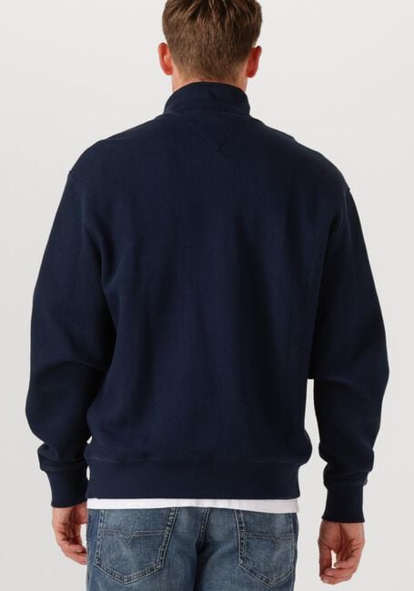 TOMMY JEANS Pull TJM RLX WAFFLE SCRIPT QRTR ZIP Bleu foncé - large